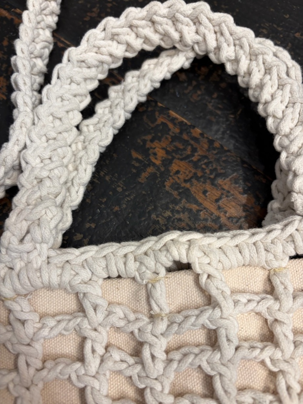 Madewell crochet rope bag / canvas lined like new - Picture 3 of 9